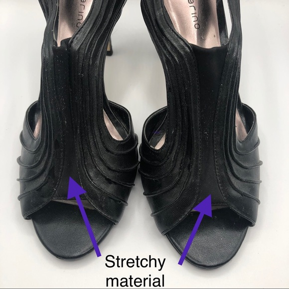 ANN MARINO OPEN TOE BLACK PUMPS - Picture 6 of 13